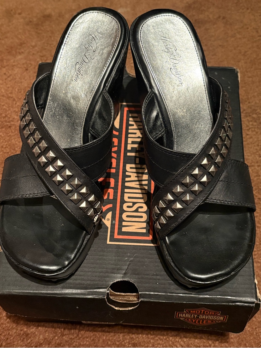 Harley-Davidson Black Shoe Box with Logo and Size Label